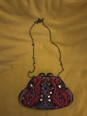 Embellished Red Beaded Evening Clutch